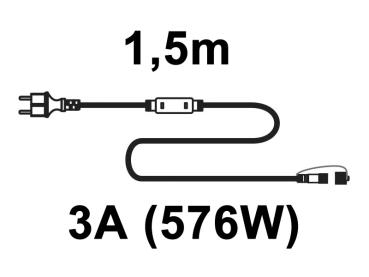 Profi LED Anschlusskabel 230V IP44 1,5m schwarz mit Gleichrichter max. 576W