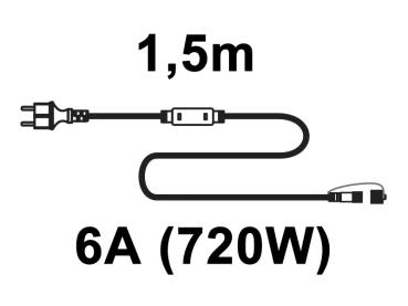 Profi LED Anschlusskabel 230V IP44 1,5m schwarz mit Gleichrichter max. 720W