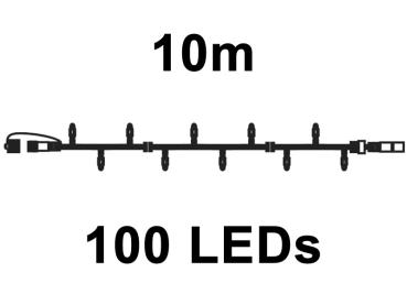 Profi LED Lichterkette 230V IP44 10m schwarz mit 100 LEDs Warmweiss 3000K